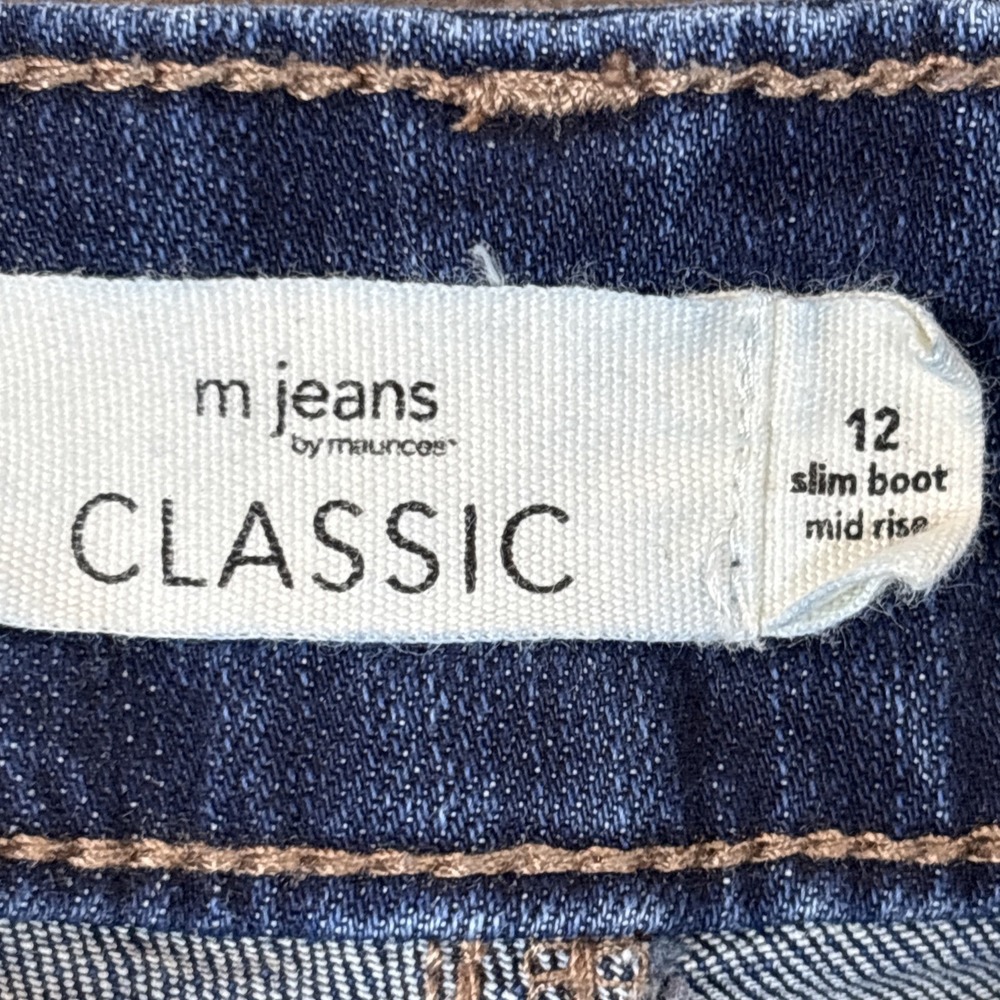 M Jeans by Maurices Mid Rise Slim Boot Women Size 12 Blue Stretch - Picture 9 of 10